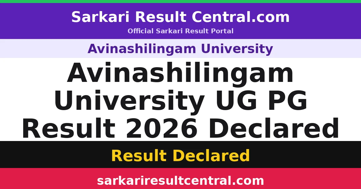 Avinashilingam University UG PG Result 2026 Declared
