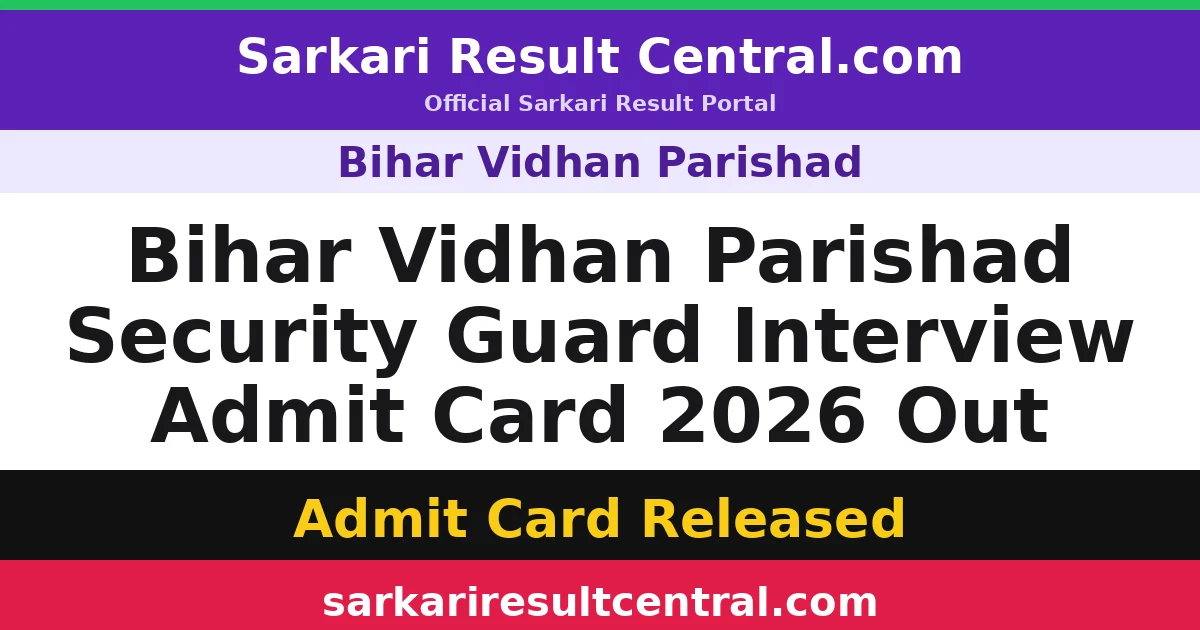 Bihar Vidhan Parishad Security Guard Interview Admit Card 2026 Out