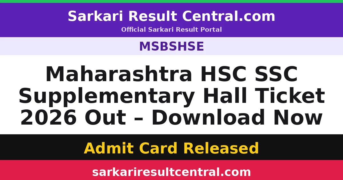 Maharashtra HSC SSC Supplementary Hall Ticket 2026 Out – Download Now