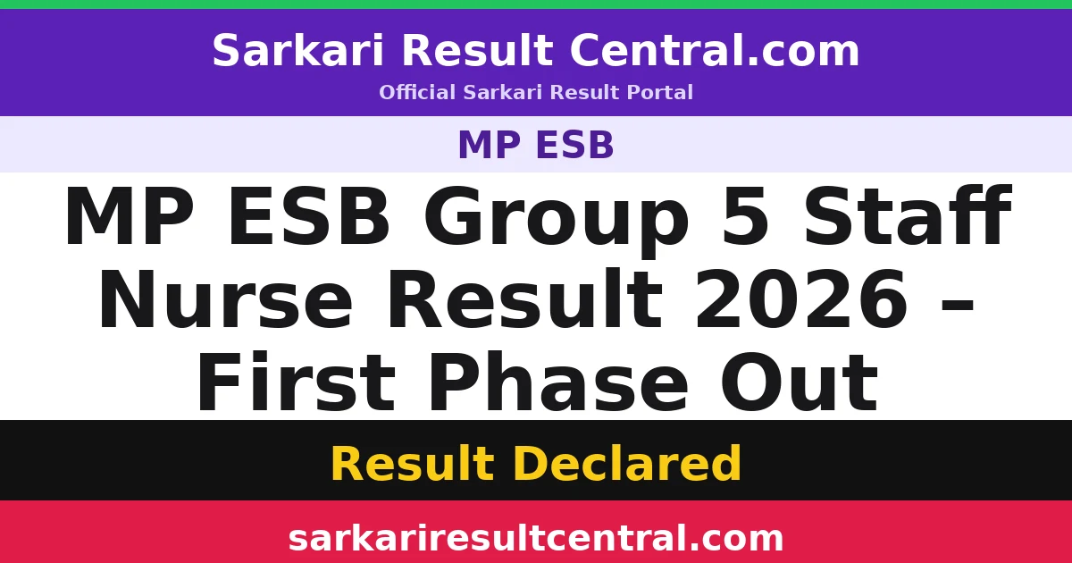 MP ESB Group 5 Staff Nurse Result 2026 – First Phase Out