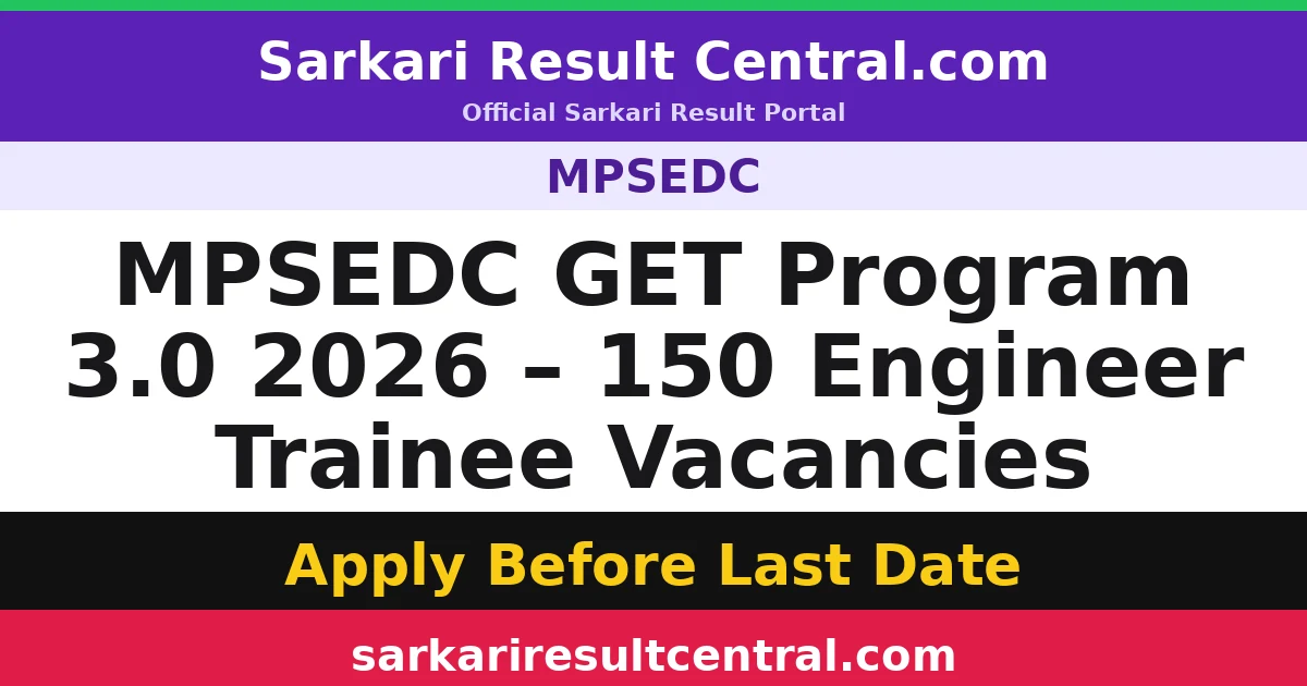 MPSEDC GET Program 3.0 2026 – 150 Engineer Trainee Vacancies