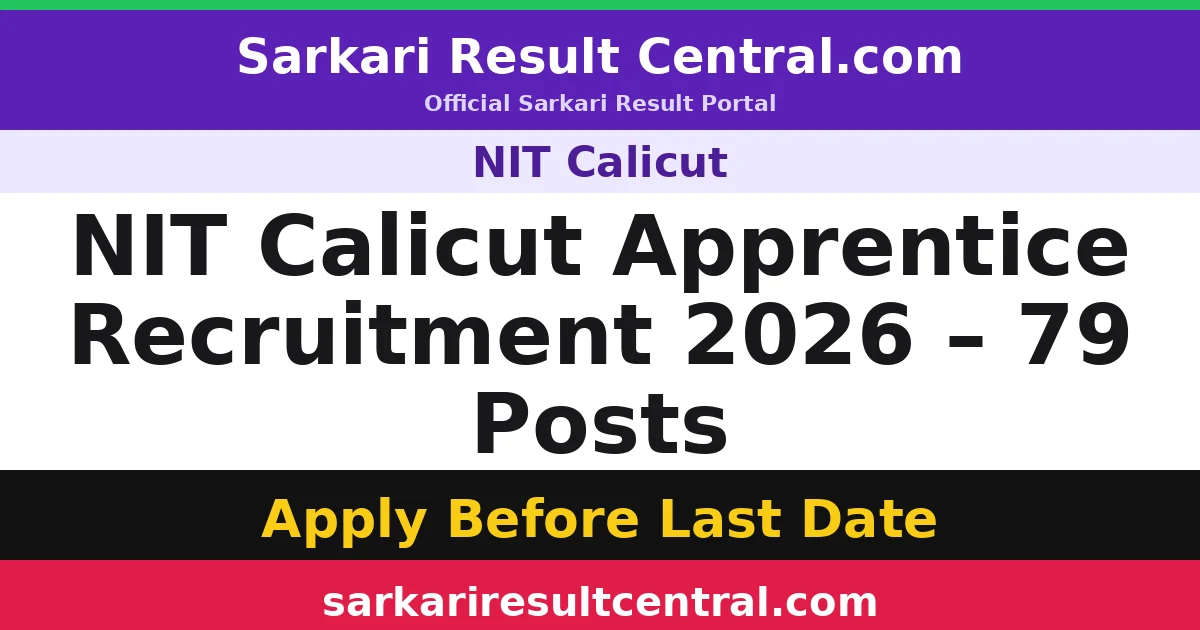 NIT Calicut Apprentice Recruitment 2026 – 79 Posts