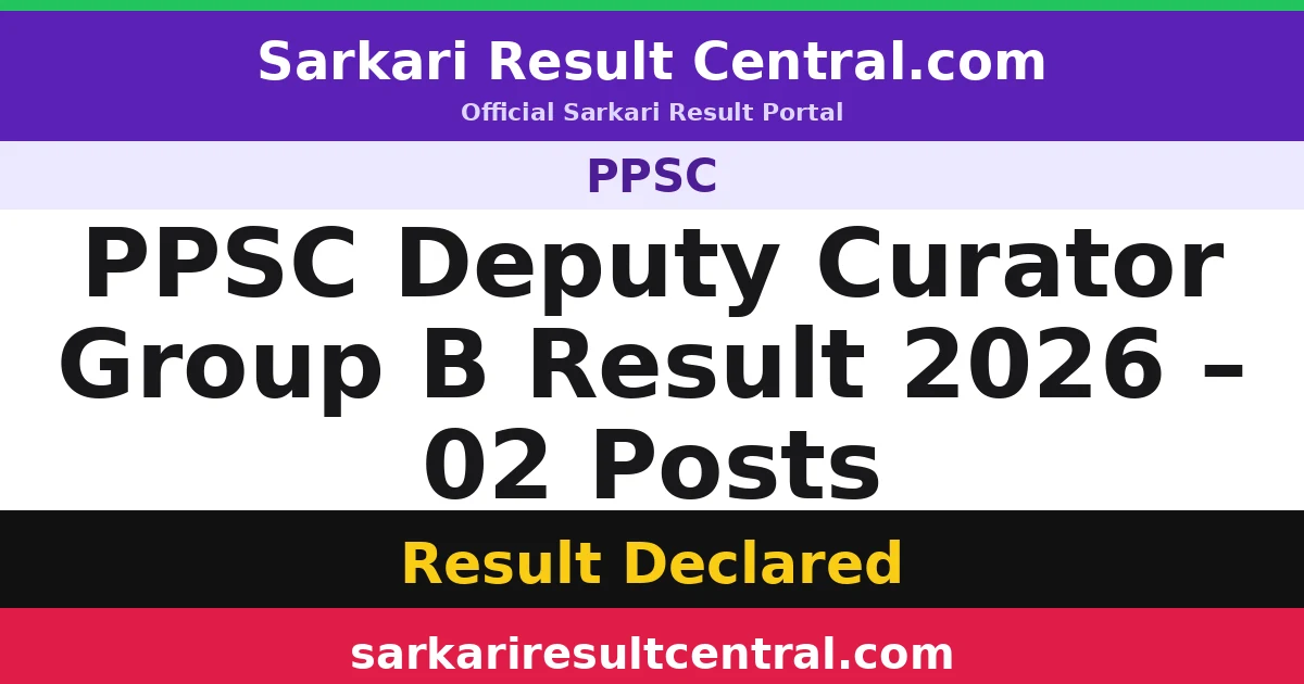 PPSC Deputy Curator Group B Result 2026 – 02 Posts