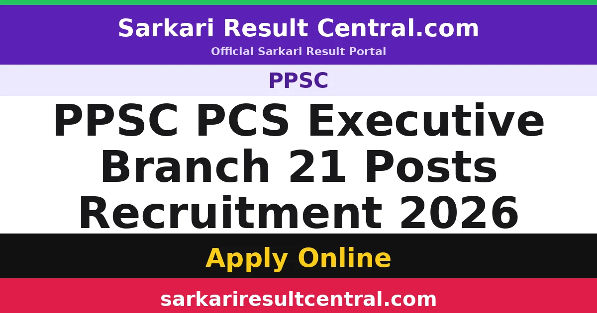 PPSC PCS Executive Branch 21 Posts Recruitment 2026